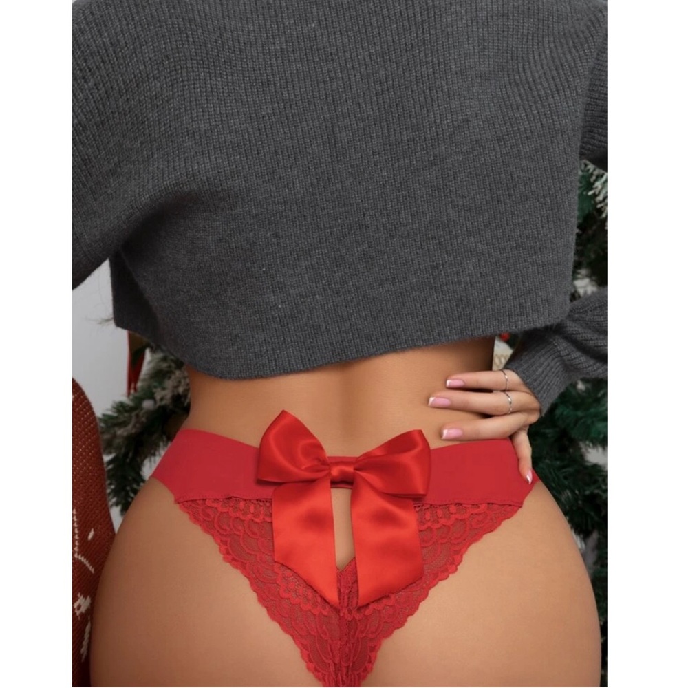 Bow Back Lace Red Panty